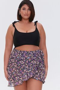 BLACK/MULTI Plus Size Floral Swim Cover-Up Skirt, image 6