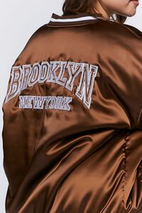 BROWN/MULTI Plus Size Brooklyn New York Bomber Jacket, image 6