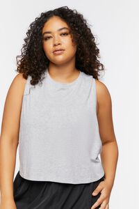 HEATHER GREY Plus Size Cropped Muscle Tee, image 1