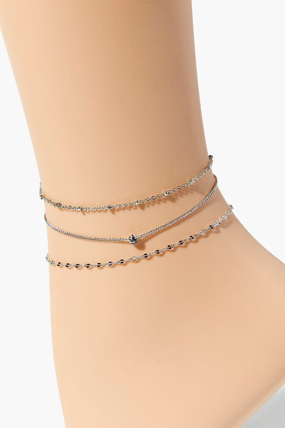 SILVER/CLEAR Assorted Chain Anklet Set, image 1