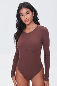 CHOCOLATE Ribbed Knit Seamed Bodysuit, image 5