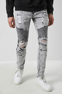 GREY Distressed Moto Jeans, image 2