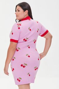 PINK/MULTI Plus Size Cherry Print Sweater Dress, image 3