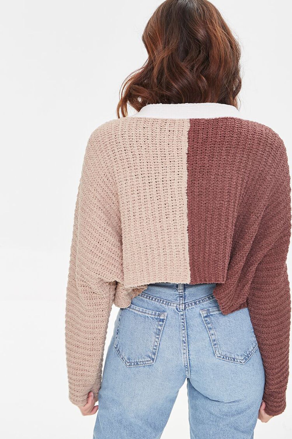 BROWN/TAUPE Colorblock Cardigan Sweater, image 3