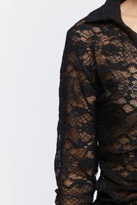 BLACK Sheer Floral Lace Shirt, image 5