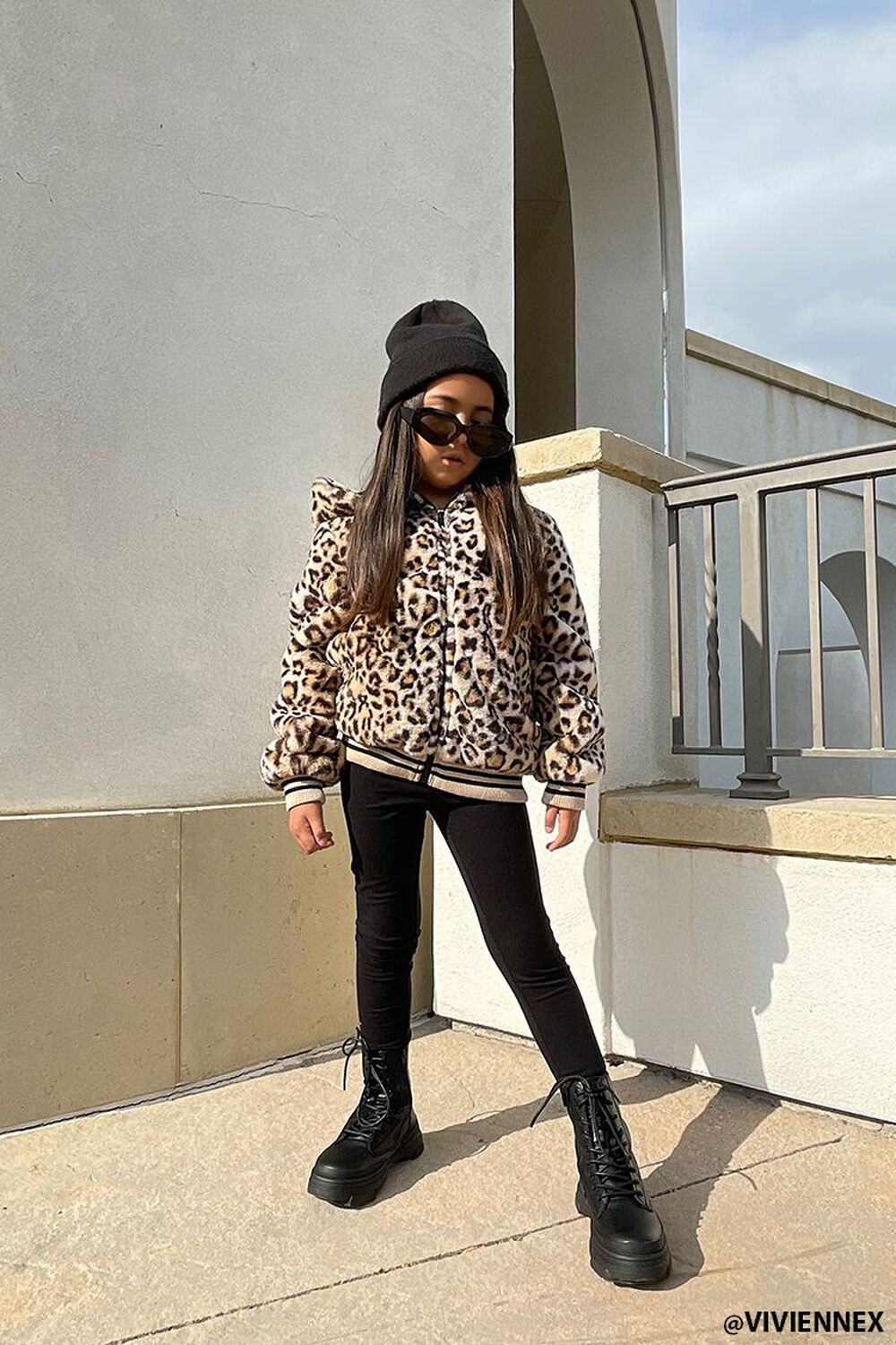 BROWN/MULTI Girls Plush Leopard Hoodie (Kids), image 1