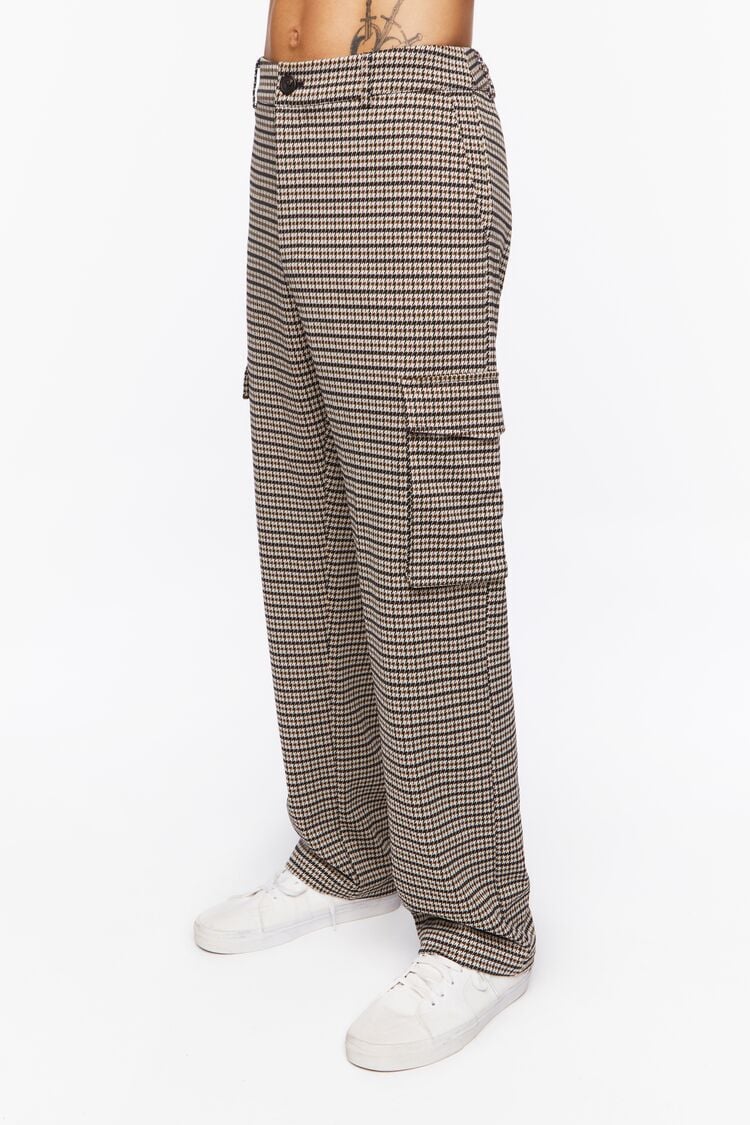 Houndstooth Straight-Leg Trousers