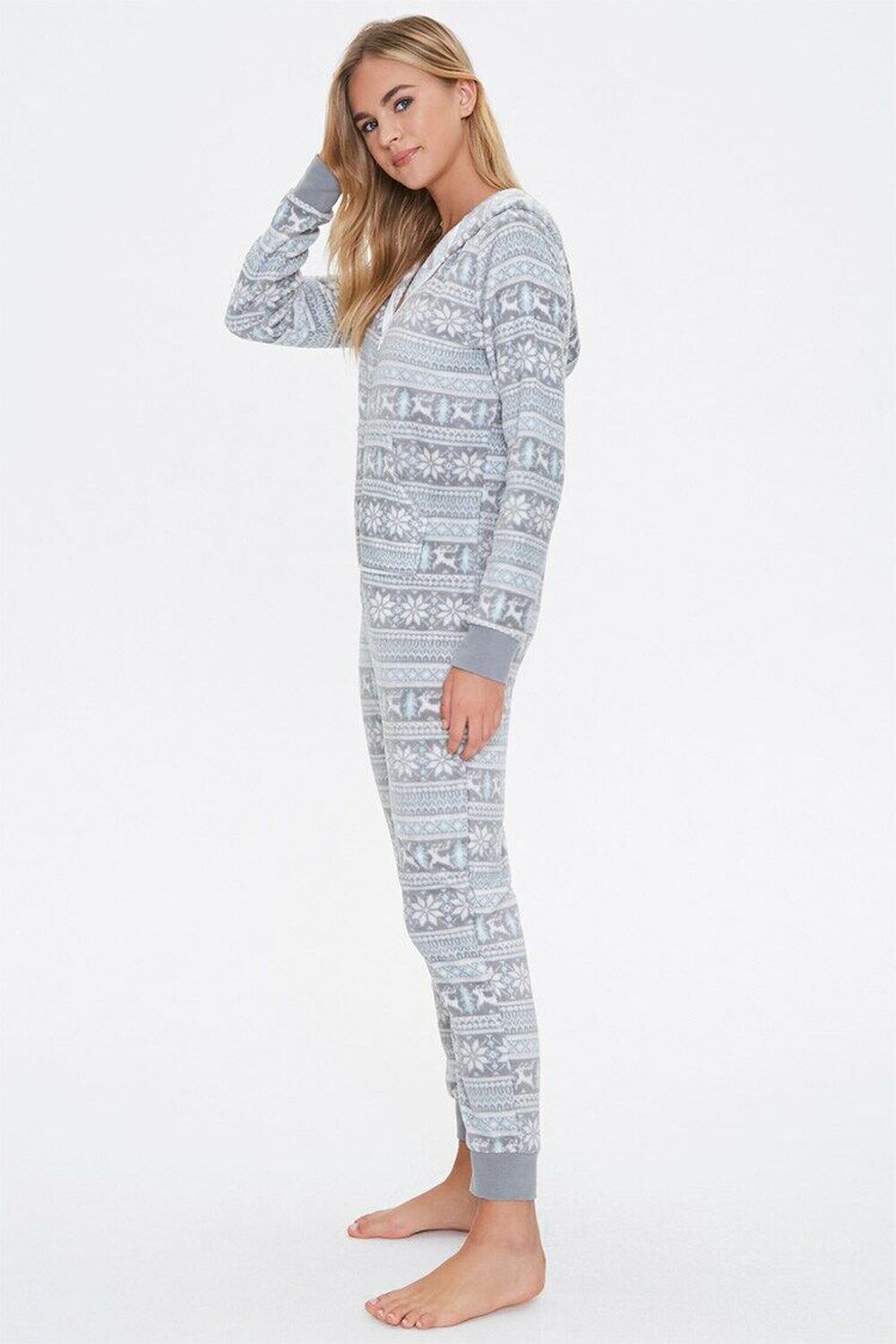 Fair Isle Hooded Pajama Jumpsuit, image 2