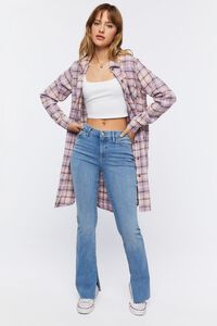 PINK/MULTI Plaid Flannel Longline Shirt, image 5