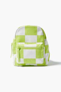 LIME/WHITE Checkered Zippered Backpack, image 1