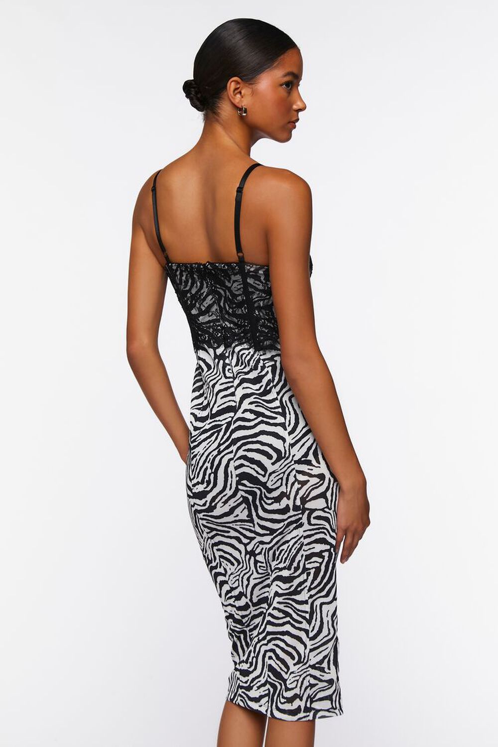 BLACK/WHITE Zebra Print Combo Midi Dress, image 3