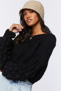 BLACK Cropped Chunky Knit Sweater, image 1