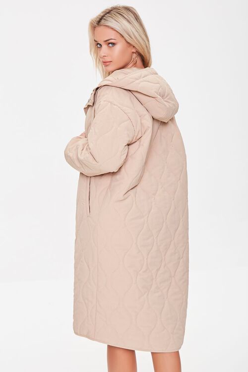 TAUPE Longline Quilted Coat, image 3