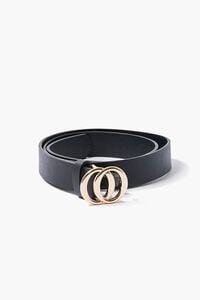BLACK/GOLD Faux Leather O-Ring Buckle Belt, image 1