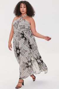 BLACK/MULTI Plus Size Chiffon Paisley Maxi Dress, image 1