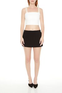 WHITE/WHITE Faux Pearl Crop Top, image 4