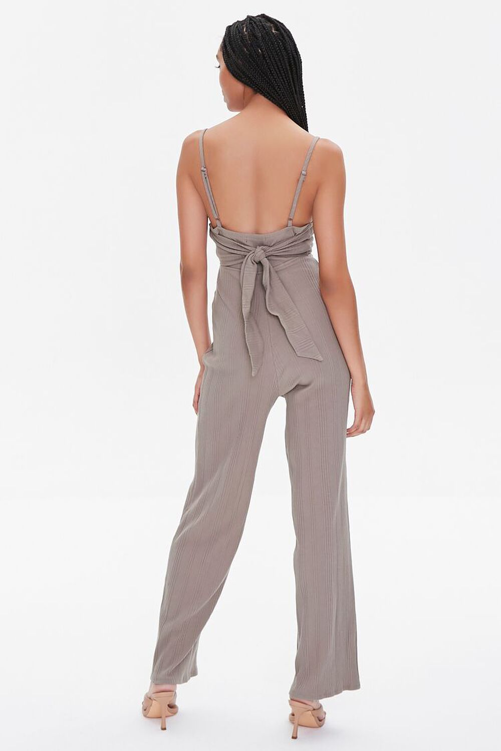 TAUPE Ribbed Knit Cutout Jumpsuit, image 3