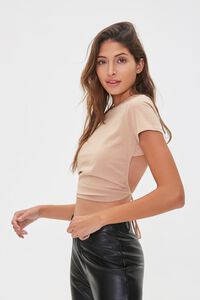 TAUPE Tie-Back Cropped Tee, image 3