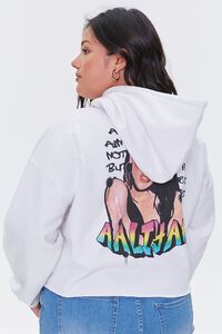 WHITE/MULTI Plus Size Aaliyah Graphic Hoodie, image 3