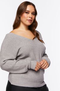 HEATHER GREY Plus Size Twisted-Back Sweater, image 2