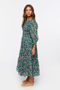 DARK GREEN/MULTI Floral Print Midi Dress, image 2