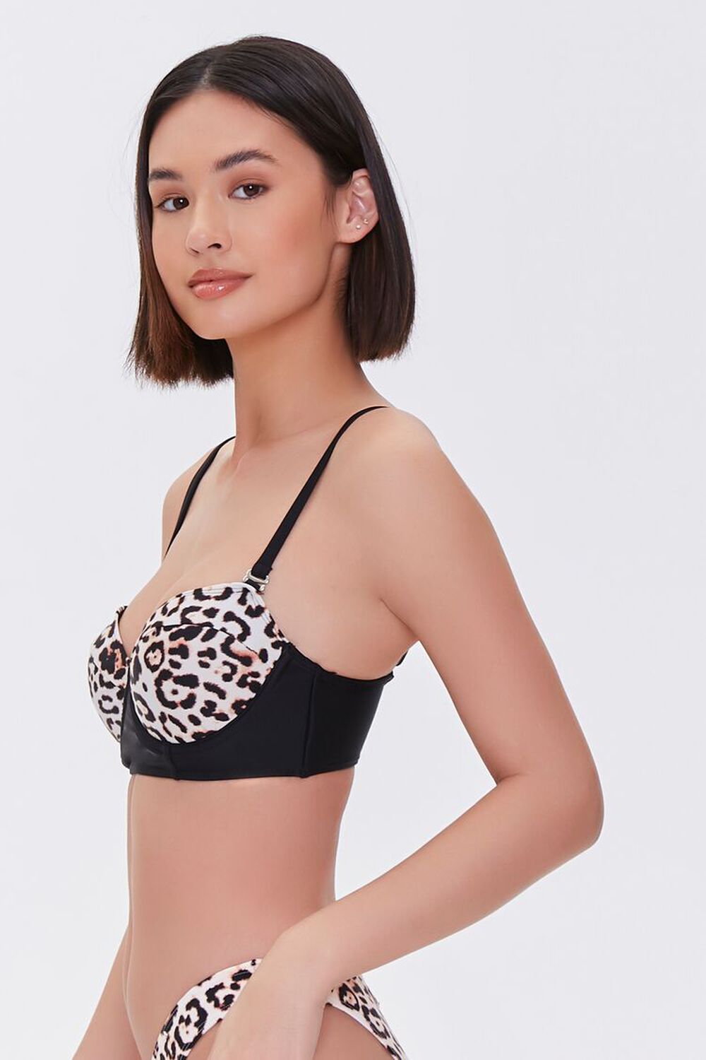 TAN/BLACK Leopard Print Bikini Top, image 2
