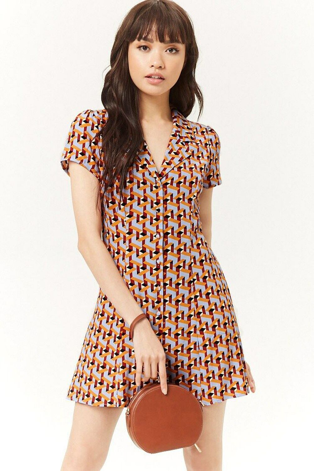 Multicolor Geo Print Mini Dress, image 1
