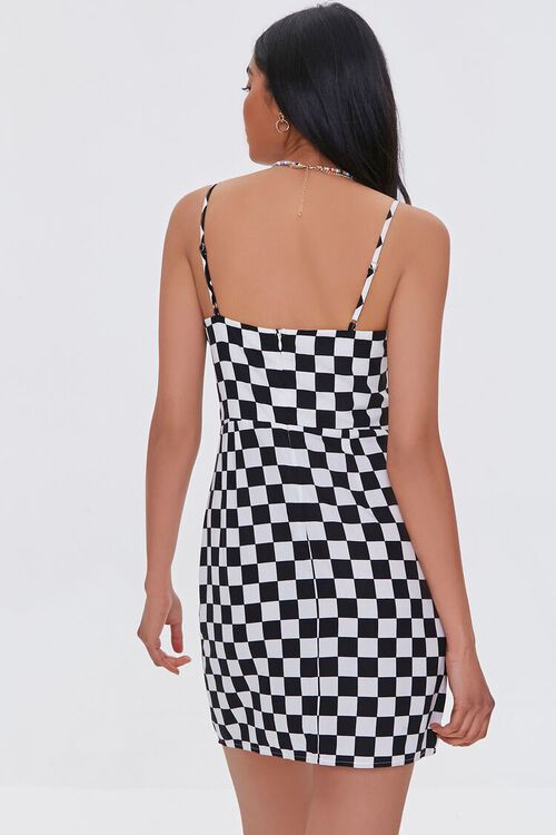 BLACK/CREAM Checkered Print Cami Mini Dress, image 3