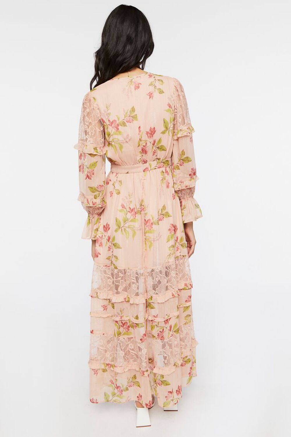 BLUSH Lace-Trim Tiered Floral Maxi Dress, image 3