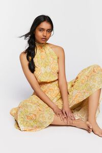 IVORY/YELLOW Floral Print Halter Maxi Dress, image 1