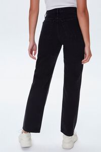 BLACK Side-Striped Straight Jeans, image 4