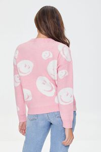 PINK/WHITE Happy Face Graphic Sweater, image 3