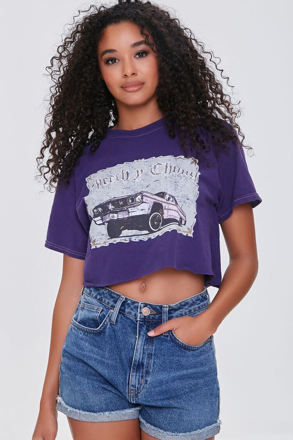 NAVY/MULTI Cheech & Chong Graphic Cropped Tee, image 1