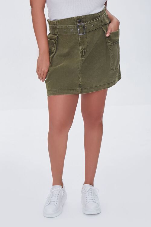 OLIVE Plus Size Belted Cargo Skirt, image 2