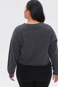 CHARCOAL/WHITE Plus Size New York Cropped Graphic Tee, image 3