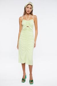 WILD LIME Ruched Cutout Halter Midi Dress, image 4