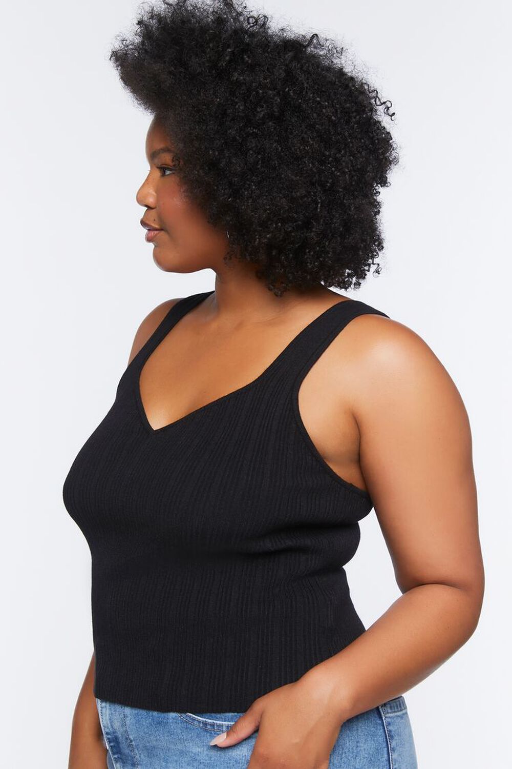 Plus Size Ribbed Sweater-Knit Top, image 2