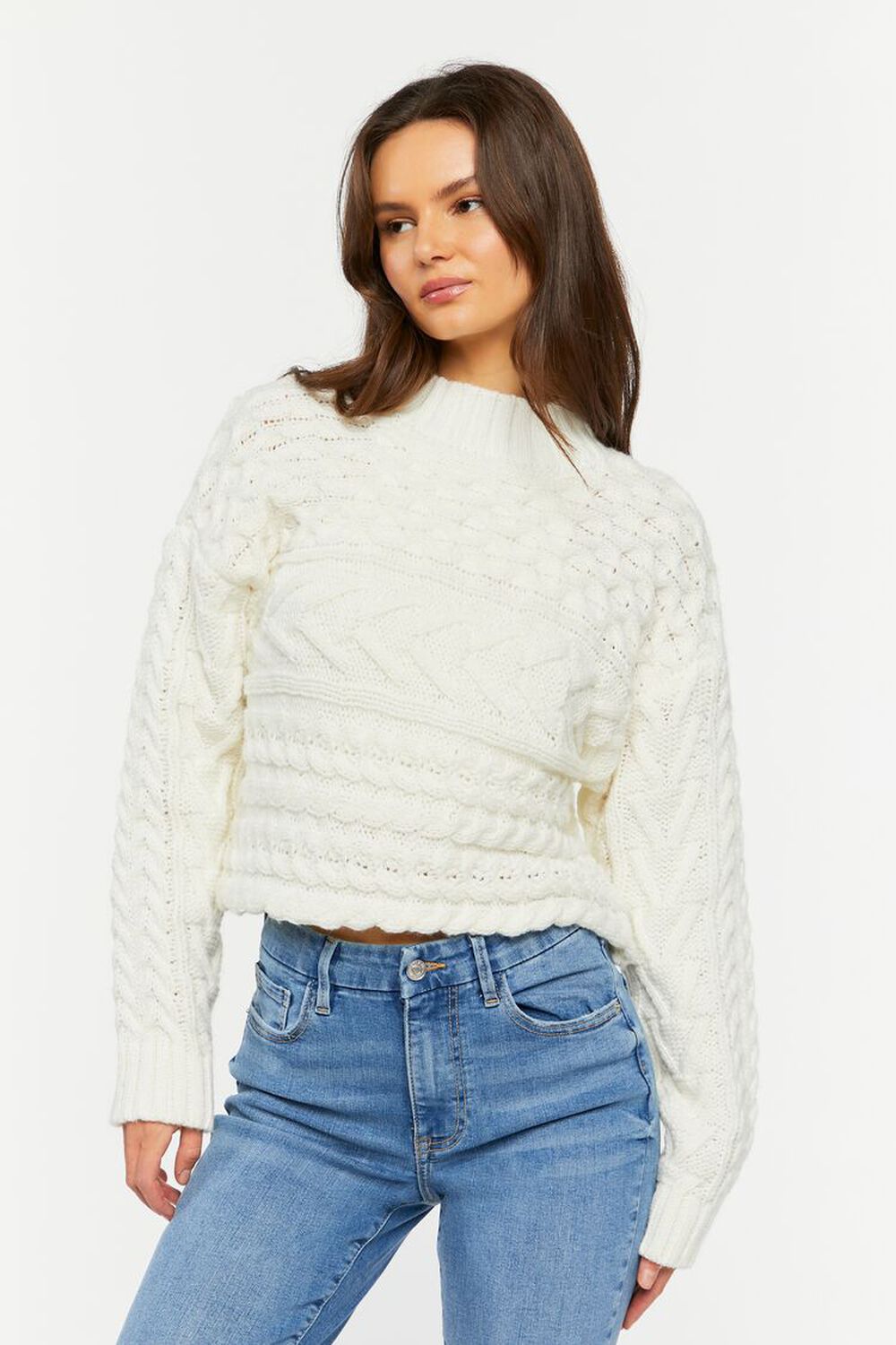VANILLA Cable Knit Mock Neck Sweater, image 1
