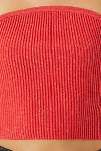 RED Cropped Sweater-Knit Tube Top, image 5