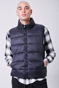 BLACK Quilted Zip-Up Puffer Vest, image 5
