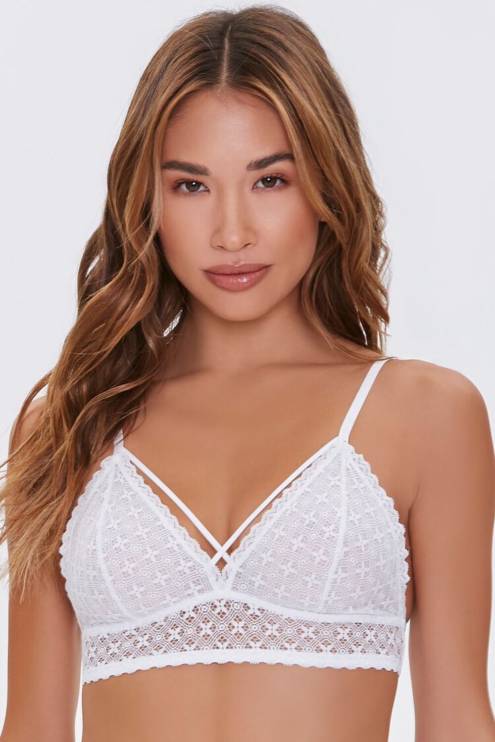 WHITE Caged Lace Bralette, image 1