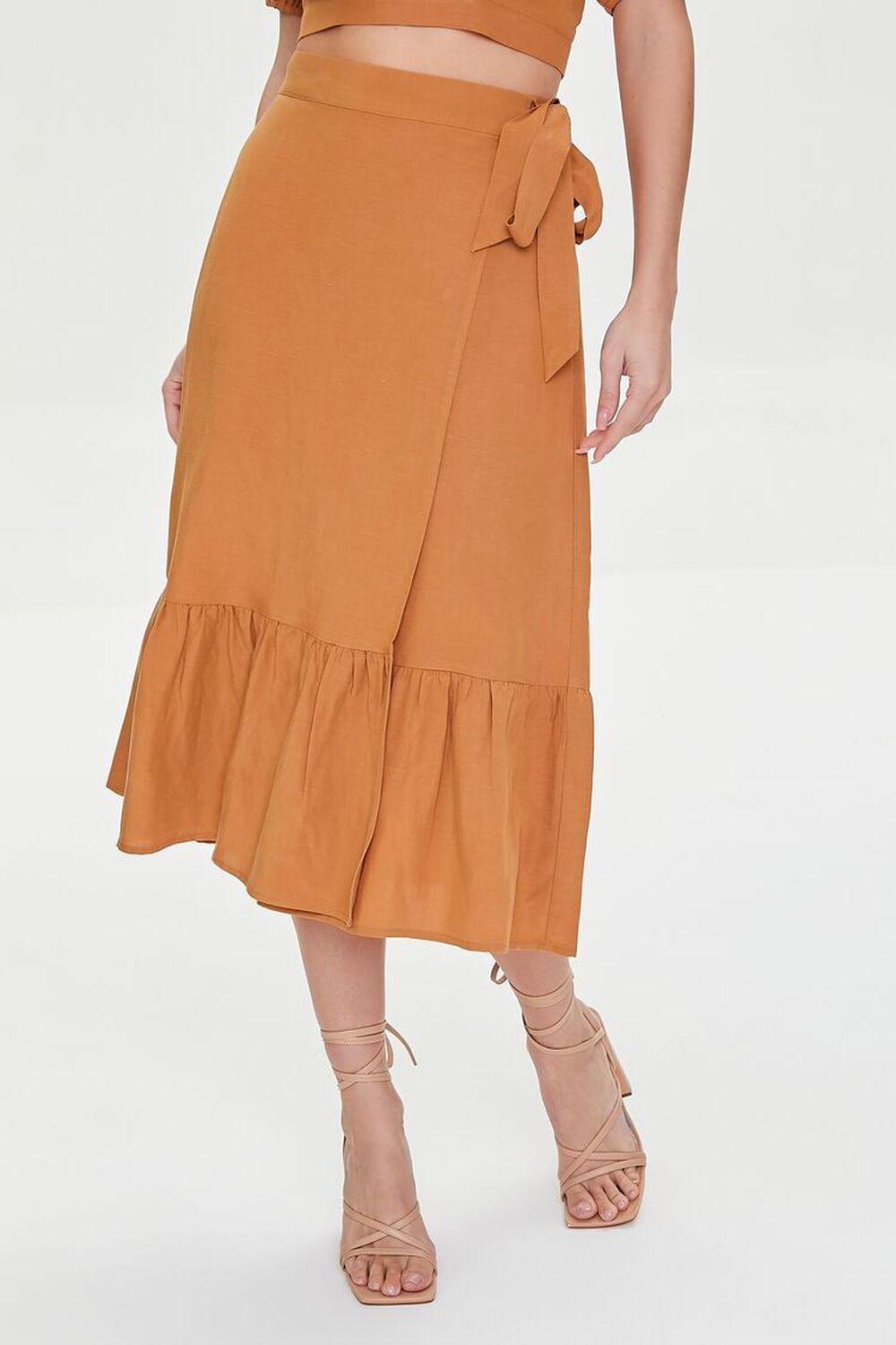 Linen Flounce Midi Skirt, image 2