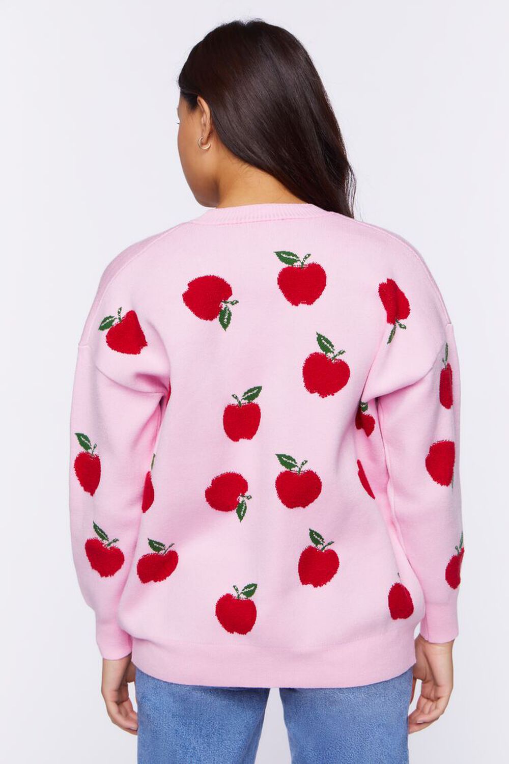 PINK/RED Apple Print Cardigan Sweater, image 3