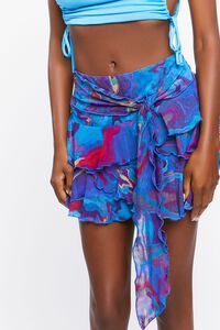 BLUE/MULTI Oil Slick Print Mesh Mini Skirt, image 6