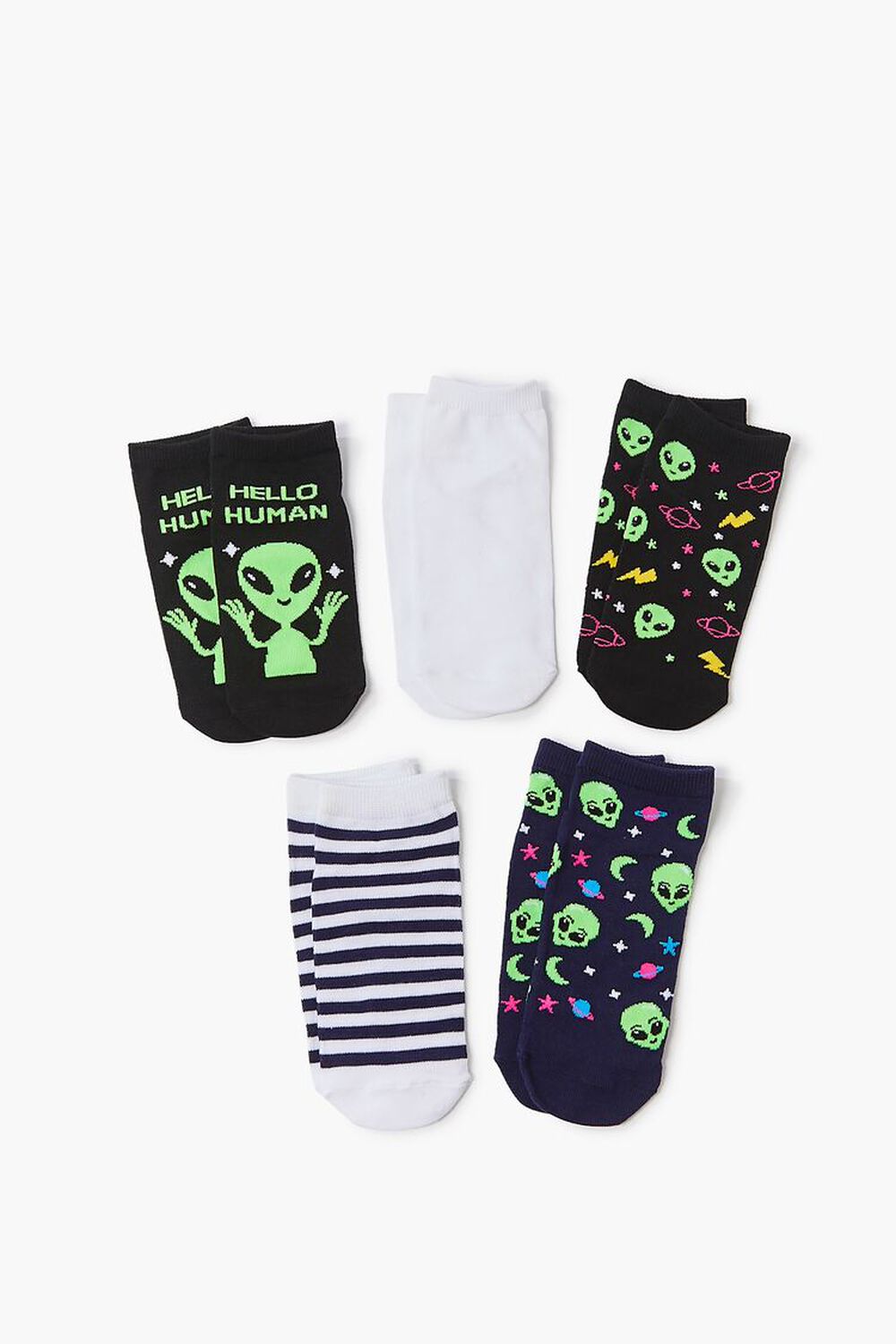 BLACK/MULTI Alien Ankle Socks Set - 5 pack, image 1