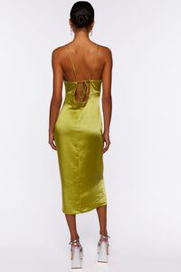 HERBAL GREEN Satin Cowl Midi Slip Dress, image 3