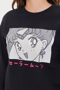 BLACK/MULTI Sailor Moon Graphic Fleece Pullover, image 5