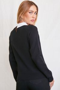 BLACK/WHITE Faux Gem-Collar Sweater, image 3