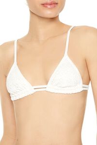 WHITE Crochet Floral Eyelet Bikini Top, image 1
