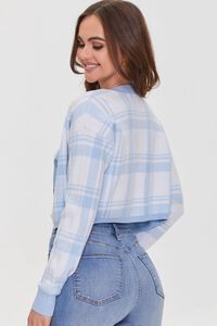 WHITE/BLUE Plaid Crop Top & Cardigan Sweater Set, image 4